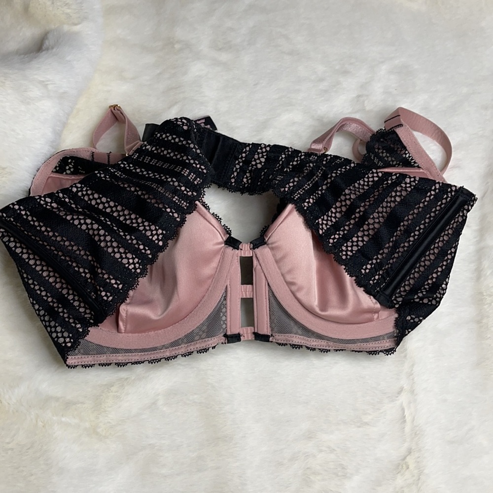 Victoria Secret Bra black Lace and Pink Rose - Picture 10 of 11
